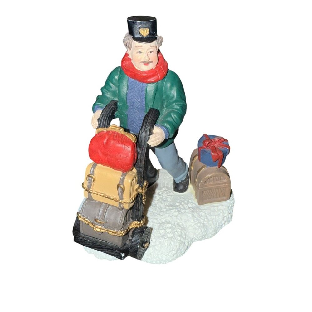 Vtg 1995 Village Square Baggage Porter Bellhop Figurine Mervyn Christmas Holiday